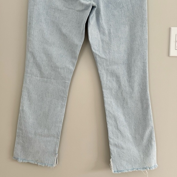 ZARA RIPPED HIGH WAIST STRAIGHT LEG JEANS Light Blue 40 / US 8 - Picture 12 of 15